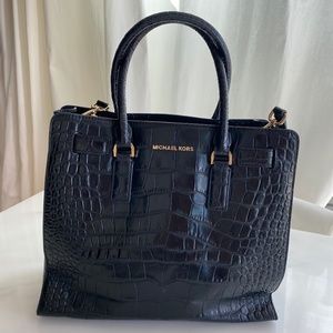 Michael Kors Crocodile Embossed Dillon Leather Satchel